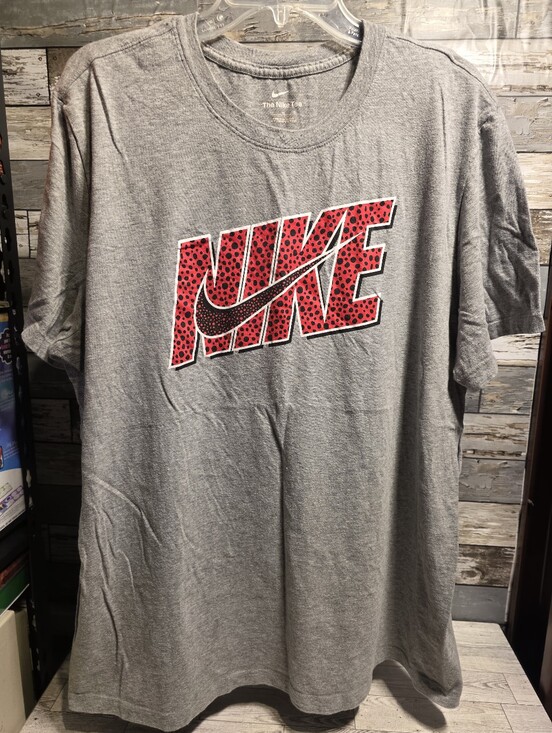 Nike Other - Nike Gray Short-Sleeve Tee with Red Graphic Logo